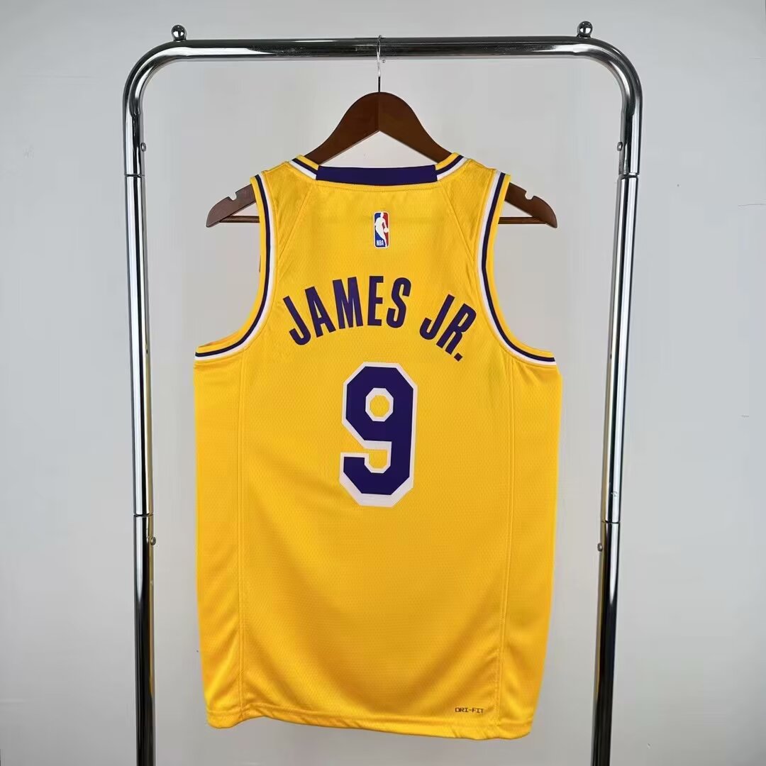 Youth Los Angeles Lakers 9 James JR. Stitched yellow NBA 2024 Jersey